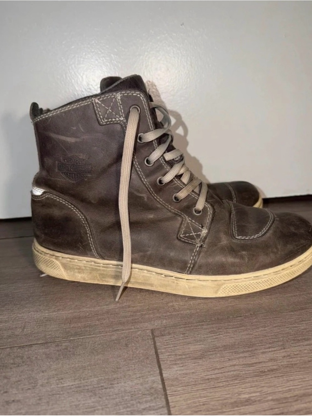 Harley-Davidson Gray Leather High-Top Men's Casual Boots